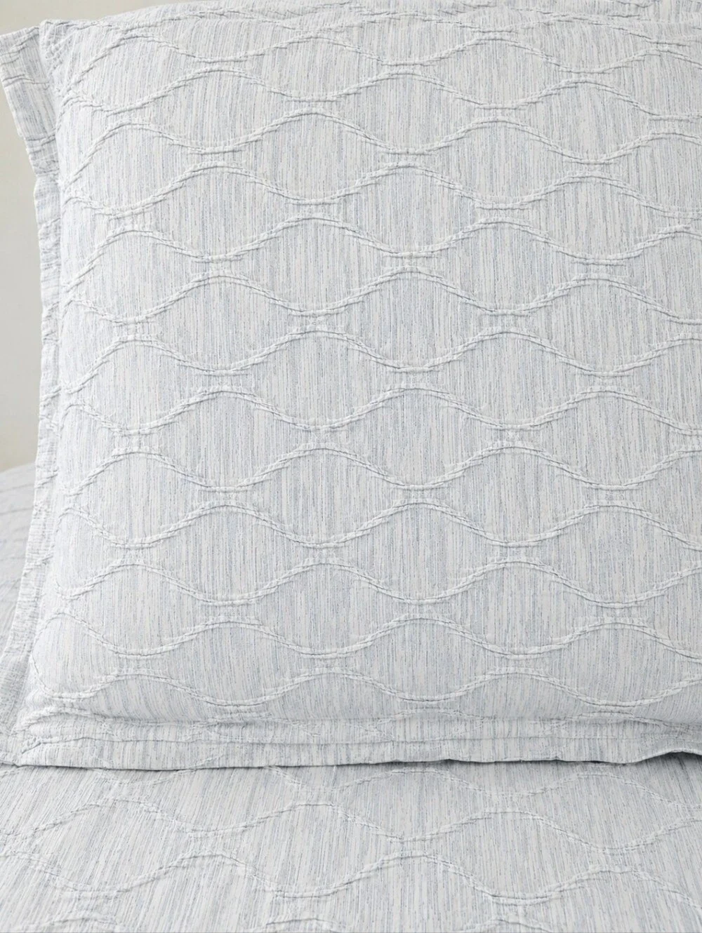 VINTAGE King Duvet Cover Quilted Cotton Calm Blue Grey Sham 3pc Set
